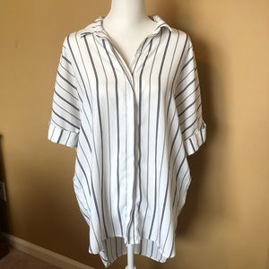 Forever 21 white black stripe blouse